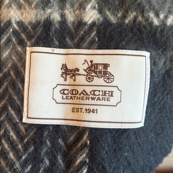 Coach Black and White Checkered Scarf - Picture 2 of 2